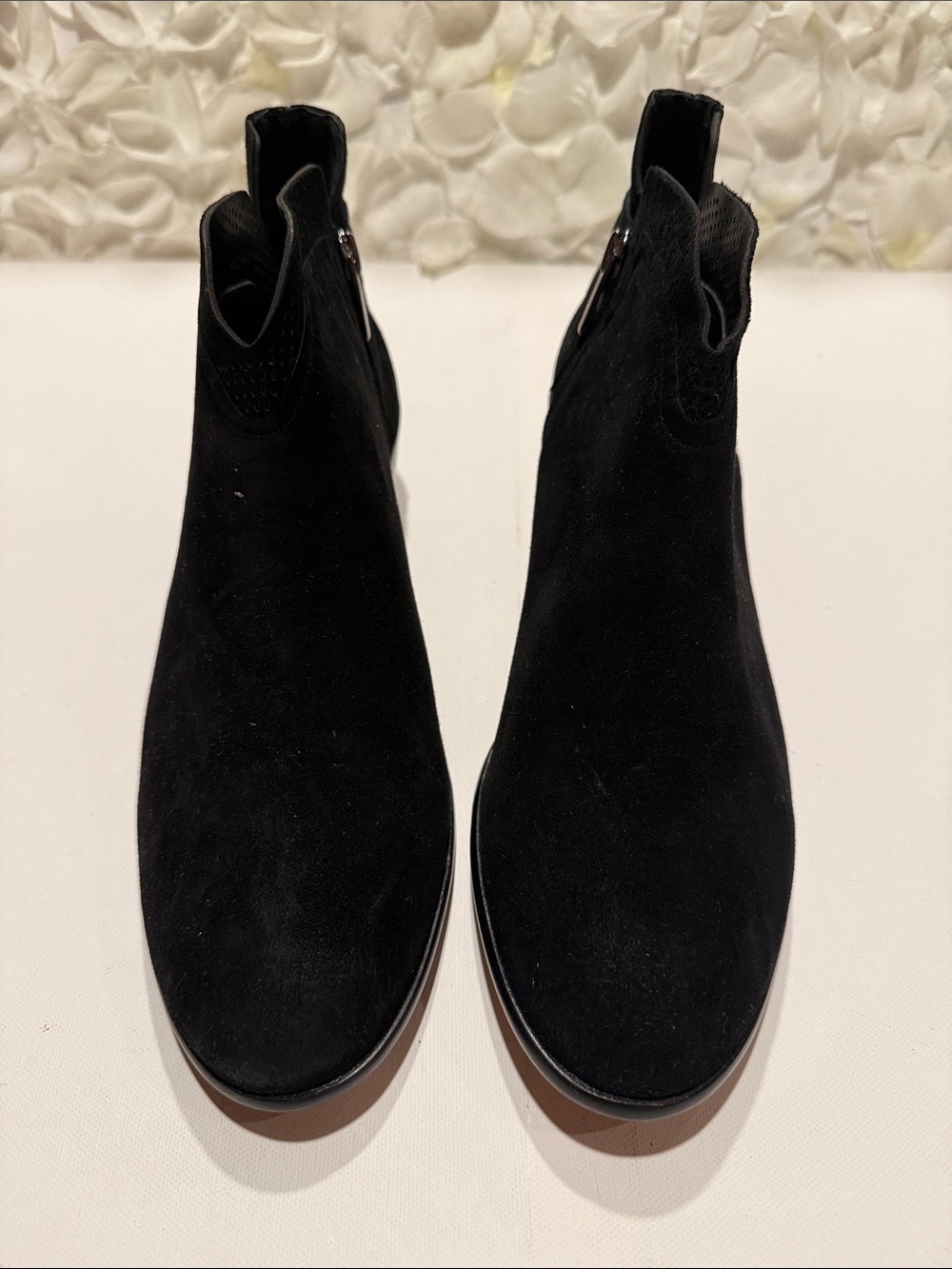 Vince Camuto Black Suede Ankle Booties with Side Zipper